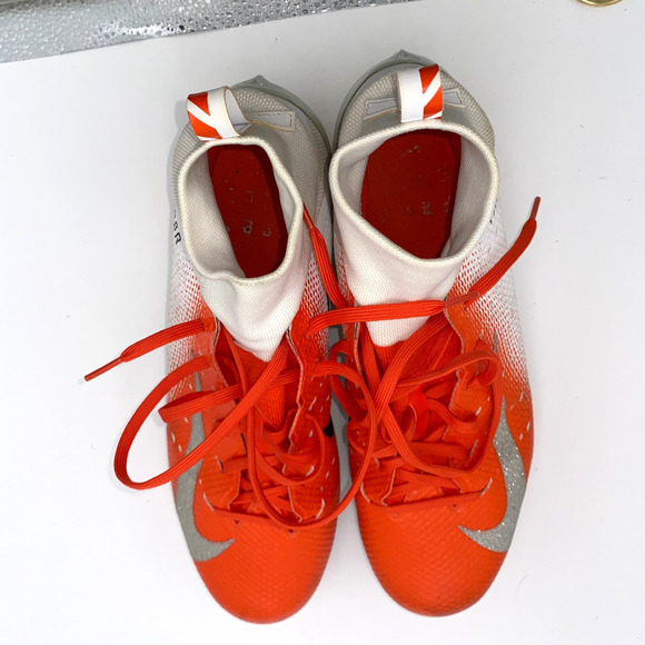 Nike Vapor Untouchable Pro 3 Mens 10 White/Orange Football Cleats 917165-106 main image 8